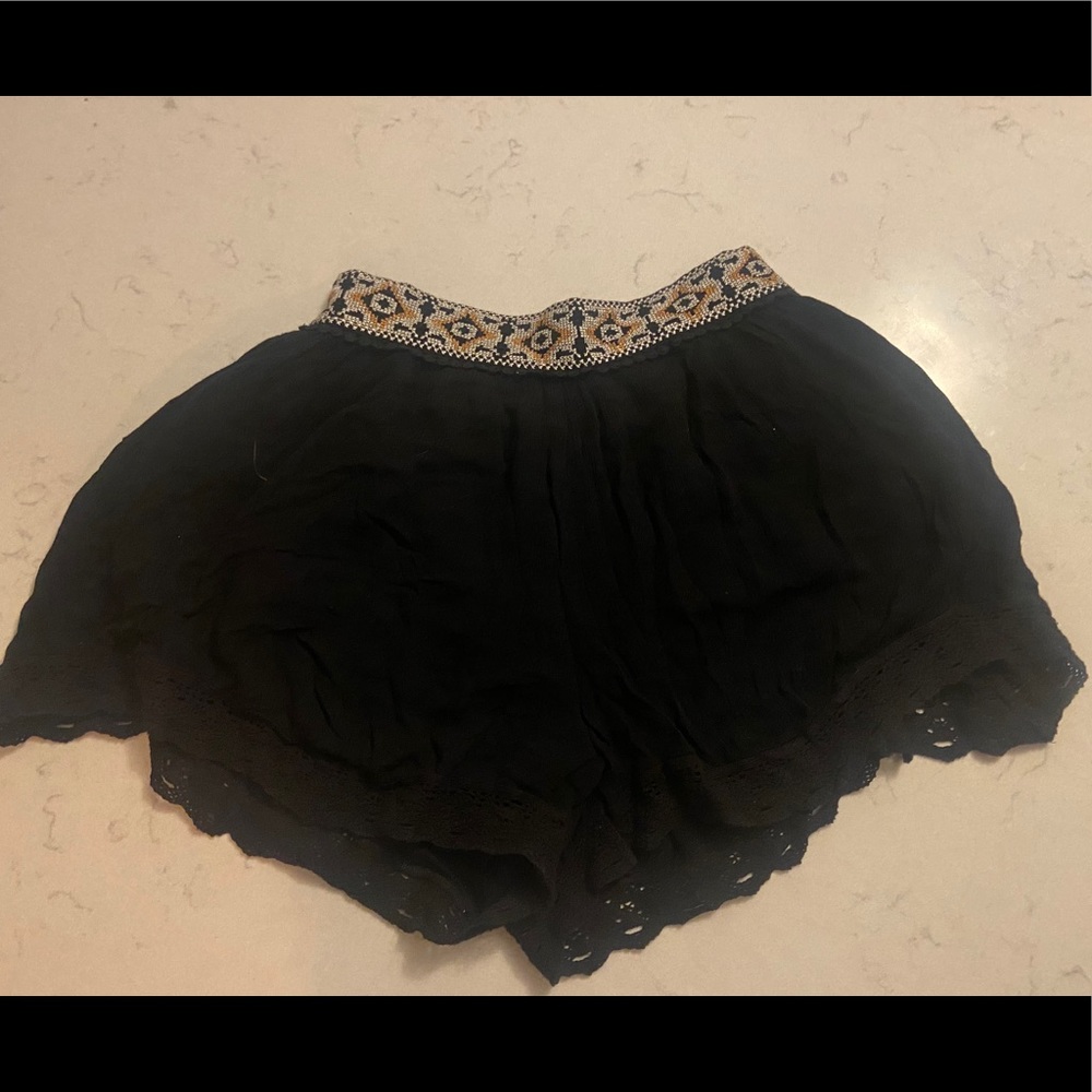 Free People High Waisted Black Flowy Shorts